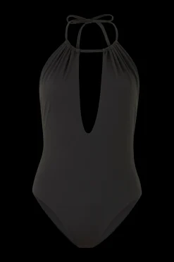 Dam Aim'n Baddrakt Black Halter Swimsuit