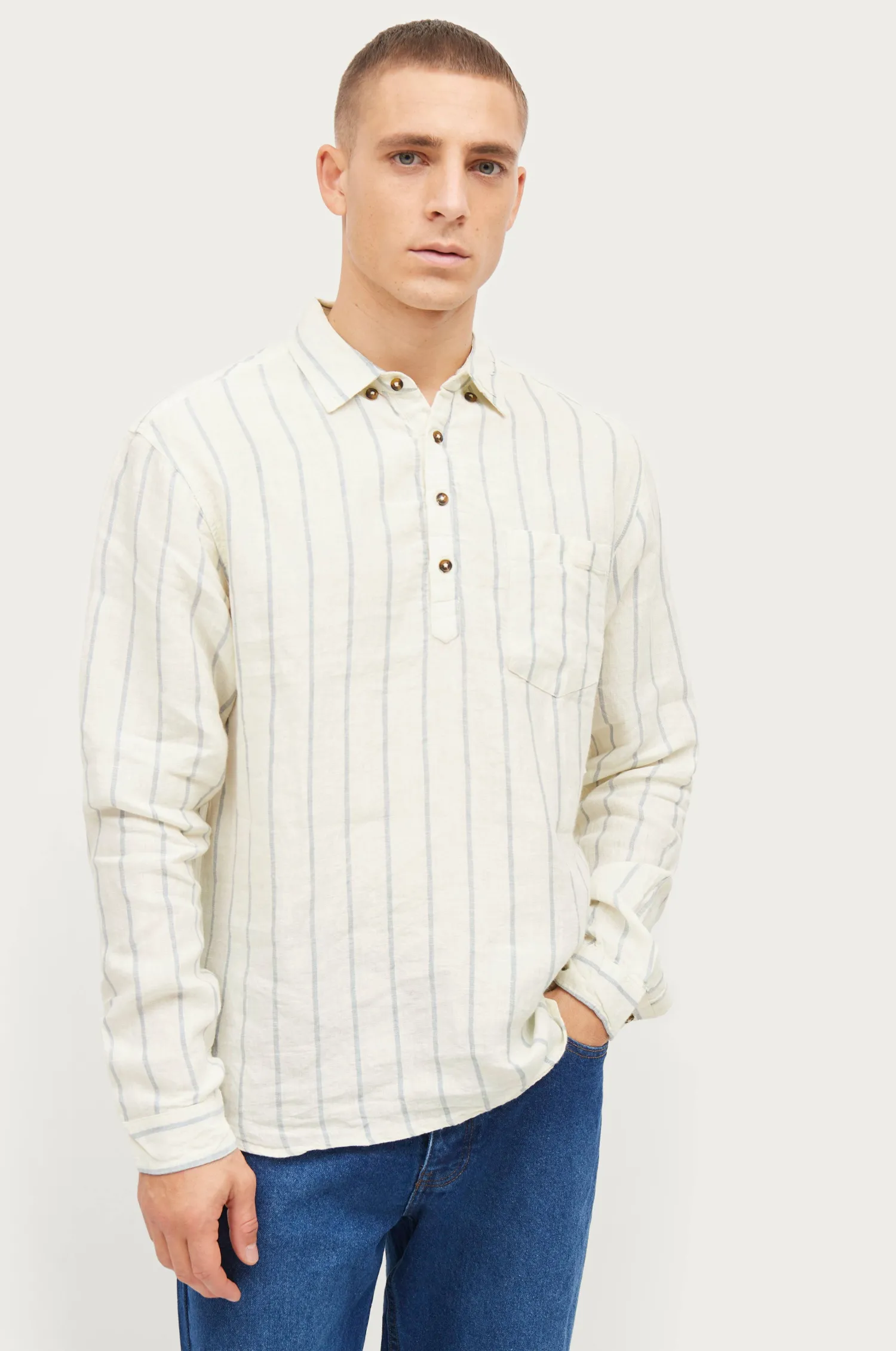 Studio Total Linen Popover Shirt Online