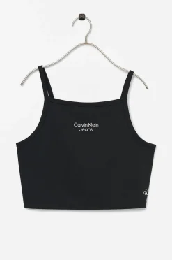 Calvin Klein Topp Stacked Logo Punto Strap Top Flash Sale